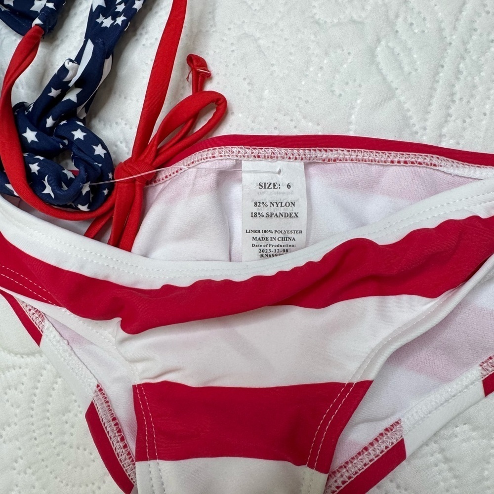 NWT Kanu Surf Patriotic Star and Stripe Two Piece for Girls - Picture 2 of 3